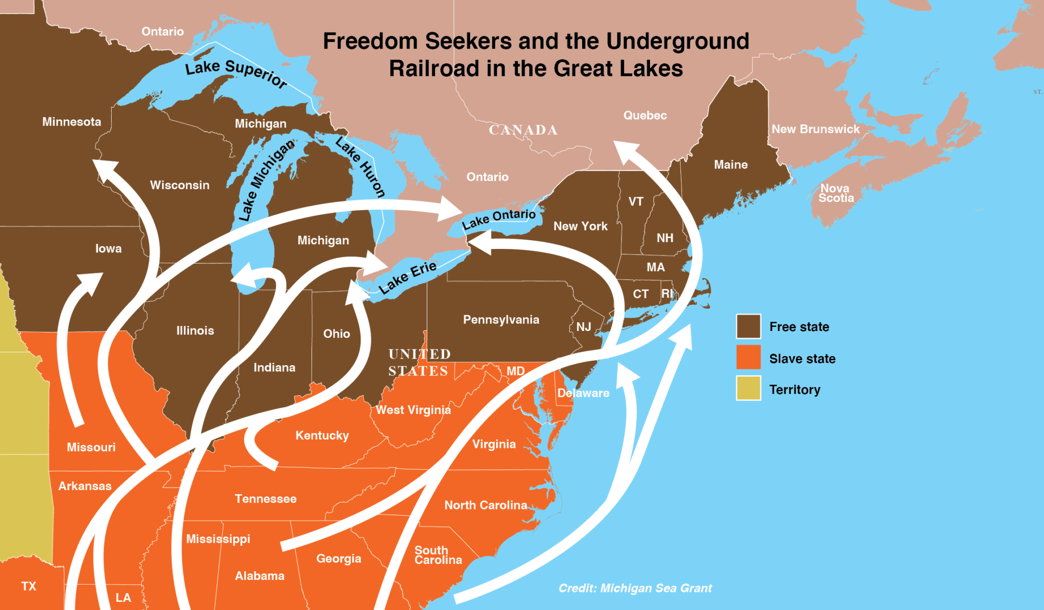 GreatLakesUndergroundRailroadMap