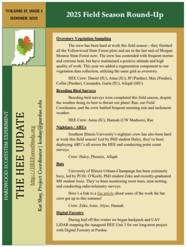 Front page cover of Hardwood Ecosystem Experiment newsletter